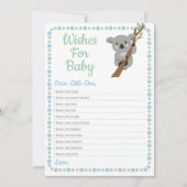 Koala Bear Wishes For Baby Shower Game Blue Boy 招待状 (正面)