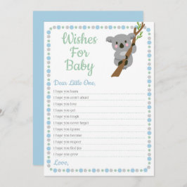 Koala Bear Wishes For Baby Shower Game Blue Boy 招待状