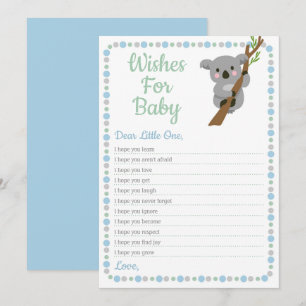 Koala Bear Wishes For Baby Shower Game Blue Boy 招待状
