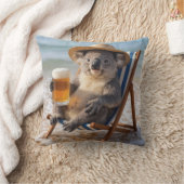 Koala Bear With a Beer on a Beach クッション (ブランケット)