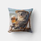 Koala Bear With a Beer on a Beach クッション (正面)