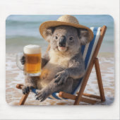 Koala Bear With a Beer on the Beach マウスパッド (正面)