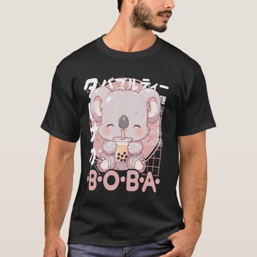 Koala Boba Tea Kawaii Bubble Tea Koala Anime Neko  Tシャツ (正面)
