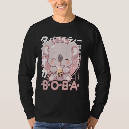 Koala Boba Tea Kawaii Bubble Tea Koala Anime Neko  Tシャツ (正面)