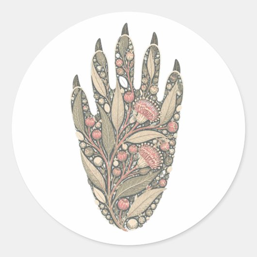 Koala Botanical Footprint Nature Sticker ラウンドシール (正面)