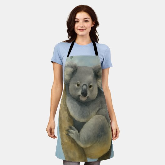 Koala Calm – 水彩野生生物 エプロン (着用した状態)