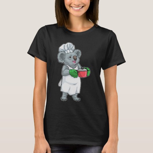 Koala Cook Cooking pot Cooking Tシャツ (正面)