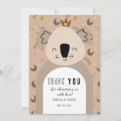 Koala Crown Boho Neutral Thank You Baby Shower サンキューカード (正面)