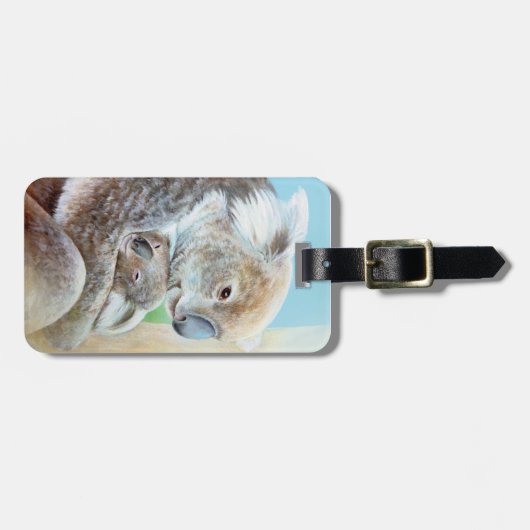 Koala cuddle artタグと素晴らし名付けられた ラゲッジタグ (正面横)