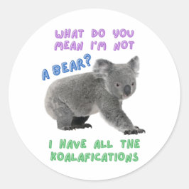Koala, funny animal joke, animal pun ラウンドシール