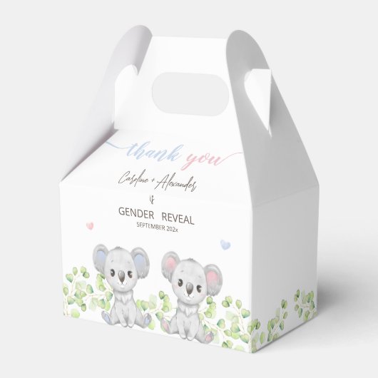 Koala Gender Reveal Partyのお願いボックス。 フェイバーボックス (正面サイド)