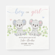 Koala Gender Reveal Partyのペーパーナプキン。