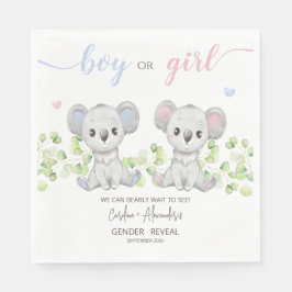 Koala Gender Reveal Partyのペーパーナプキン。 スタンダードランチョンナプキン