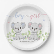 Koala Gender Reveal Partyの紙皿。
