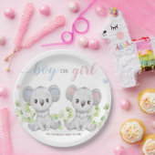 Koala Gender Reveal Partyの紙皿。 ペーパープレート (パーティー)