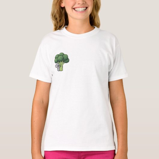 Koala Hugging Giant Broccoli Tree Kids Tシャツ (正面)