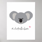 Koala Illustration #Australia Love white ポスター (正面)