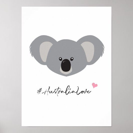 Koala Illustration #Australia Love white ポスター (正面)