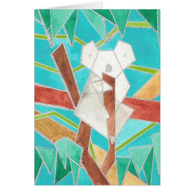 Koala in Tree Original Abstract Art (正面)
