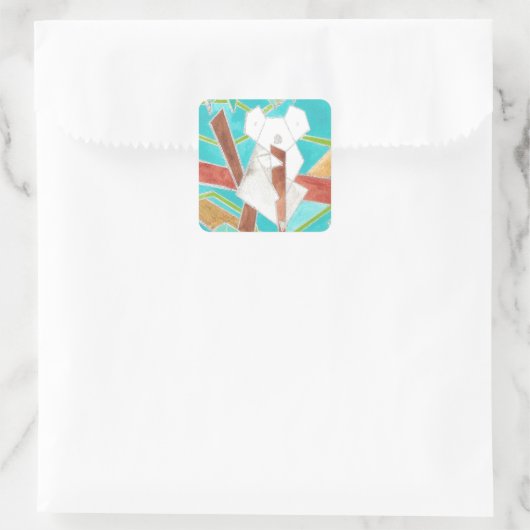 Koala in Tree Original Abstract Art スクエアシール (バッグ)