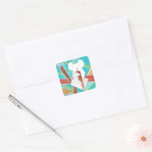 Koala in Tree Original Abstract Art スクエアシール (封筒)