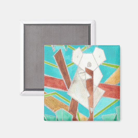 Koala in Tree Original Abstract Art マグネット (正面/裏面)