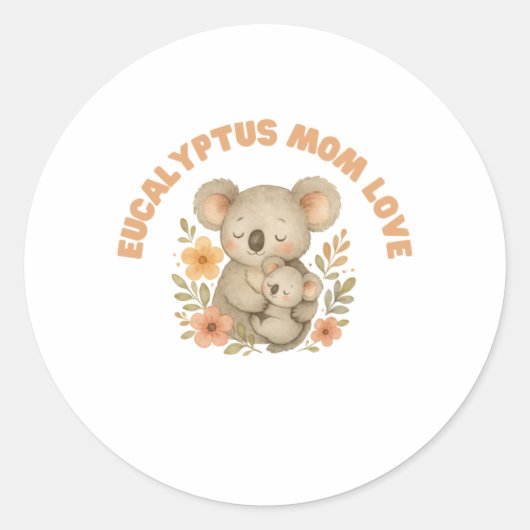 Koala Mom Mother's Day ラウンドシール (正面)