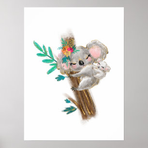 Koala Mother And Baby Poster ポスター