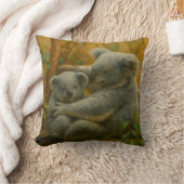 Koala Mother and Joey in Autumn Canopy クッション (ブランケット)