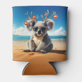 Koala on beach wearing Antlers and baubles 缶クーラー (正面)