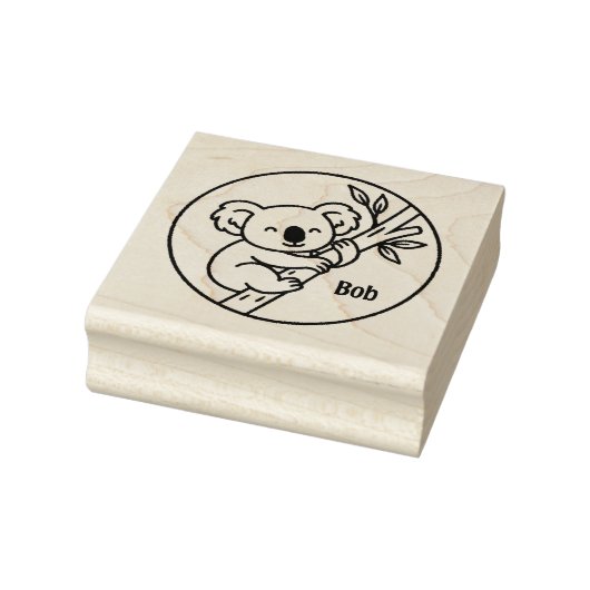 Koala on Branch Custom Name Stamp  ラバースタンプ (スタンプ)
