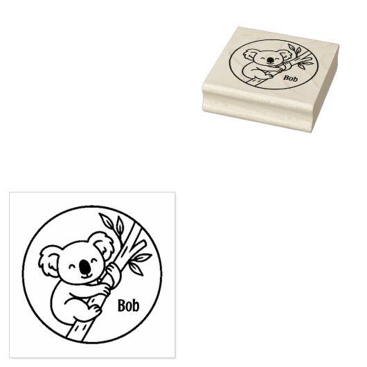 Koala on Branch Custom Name Stamp  ラバースタンプ (押印)