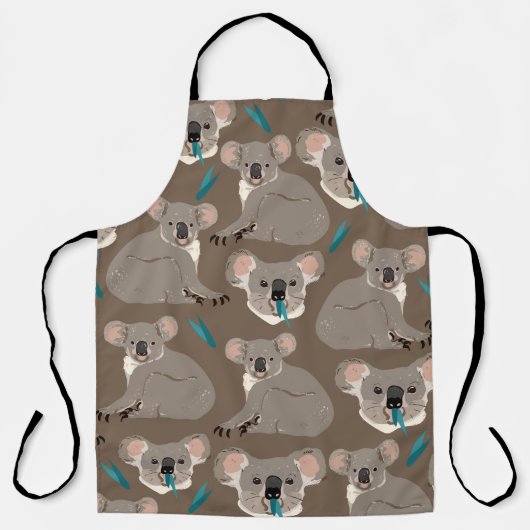 Koala on neutral brown backgroundシームレスなヴィンテージ エプロン (正面)