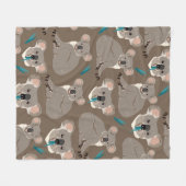 Koala on neutral brown backgroundシームレスなヴィンテージ フリースブランケット (正面(横))