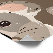 Koala on neutral brown backgroundシームレスなヴィンテージ ポスター (角)