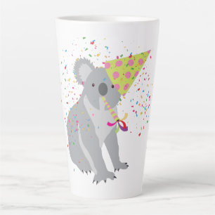 Koala Partying – 動物とパーティー カフェラテマグ