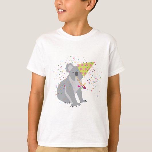 Koala Partying – 動物とパーティー Tシャツ (正面)
