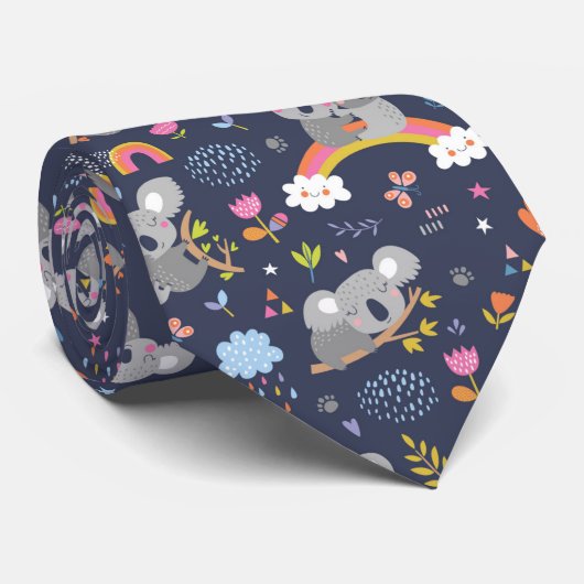 Koala Rainbow Love Pattern ネクタイ (ロール)