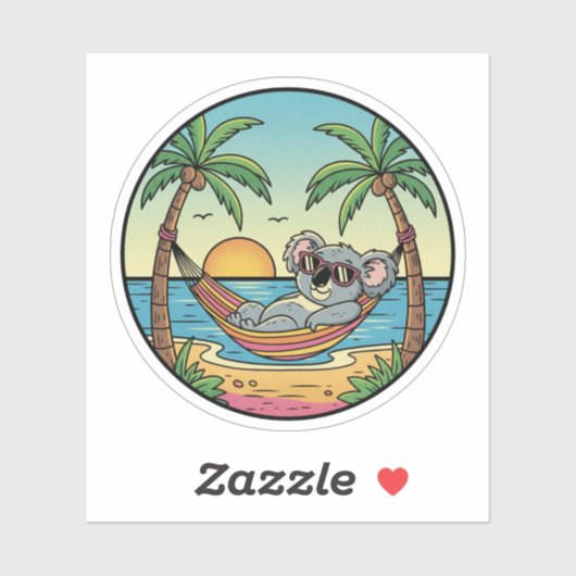 Koala Relaxing on Beach Hammock - Tropical Vacatio シール (シート)