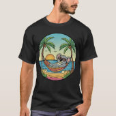 Koala Relaxing on Beach Hammock - Tropical Vacatio Tシャツ (正面)