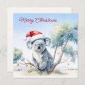 Koala Sitting in a Gum tree Merry Christmas シーズンカード (正面/裏面)
