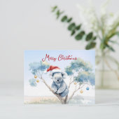 Koala Sitting in a Gum tree Merry Christmas シーズンポストカード (スタンド正面)