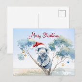 Koala Sitting in a Gum tree Merry Christmas シーズンポストカード (正面/裏面)