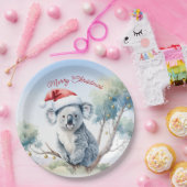 Koala Sitting in a Gum tree Merry Christmas ペーパープレート (パーティー)