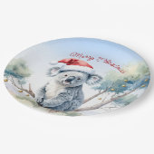 Koala Sitting in a Gum tree Merry Christmas ペーパープレート (アングル)
