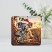 Koala sitting in Gumtree Merry Christmas シーズンカード (スタンド正面)