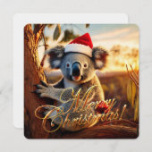 Koala sitting in Gumtree Merry Christmas シーズンカード (正面/裏面)