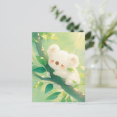 Koala Sleeping on Tree Branch in Sunlit Forest ポストカード (スタンド正面)