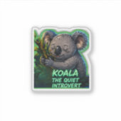 Koala The Quiet Introvert | かわいいミニマリスト シール (正面)