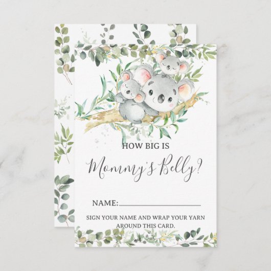 Koala Twinsママのベリーゲームカードの大きさ 招待状 (正面/裏面)